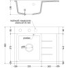 Mexen Ben, 1-komorový granitový drez 600x500x190 mm, ľavý + čierny sifón, biela, 6522605000-20-B