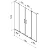 Mexen Velar L Duo, 2-krídlová posuvná vaňová zástena 170 x 150 cm, 8mm číre sklo, chrómová, 896-170-003-02-01