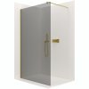 CERANO - Sprchová zástena Walk-in Onyx Ľ/P - guľatá vzpera - zlatá kartáčovaná, grafitové sklo - 160x200 cm, CER-CER-8050BD202