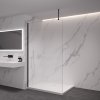 CERANO - Sprchová zástena Walk-in Onyx Top L/P - guľatá vzpera - čierna matná, ryhované sklo - 160x200 cm, CER-CER-8050BD1575
