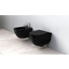 Rea Carlo Mini, závesná WC misa 495x370x355 mm + toaletné WC sedadlo, čierna matná, REA-C8489