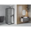 Mexen Rio, štvorcový sprchovací kút s posuvnými dverami 90(dvere) x 90(dvere) x 190 cm, 6mm číre sklo, čierny profil, 860-090-090-70-00