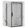 Rea Rapid Swing, rohový sprchovací kút 100(dvere) x 100(stena), 6mm číre sklo, čierny profil, KPL-009930