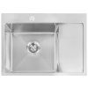 Rea Fin, 1-komorový oceľový drez 620x480x185 mm, brúsená oceľ, ZLE-06012