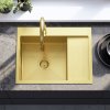 Rea Fin, 1-komorový oceľový drez 620x480x185 mm, zlatá matná, ZLE-06013