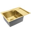 Rea Fin, 1-komorový oceľový drez 620x480x185 mm, zlatá matná, ZLE-06013