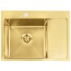 Rea Fin, 1-komorový oceľový drez 620x480x185 mm, zlatá matná, ZLE-06013