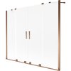 Mexen Velar Duo, 2-krídlová vaňová zástena s posuvnými dverami 200 x 150 cm, námraza, ružové zlato profil, 896-200-000-32-60