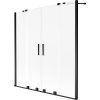 Mexen Velar Duo, 2-krídlová vaňová zástena s posuvnými dverami 160 x 150 cm, námraza, čierny matný profil, 896-160-000-32-70