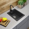 Gamma Decor 3850, 1-komorový granitový drez 380x500x207 mm, čierna škvrnitá, GMA-ZLE000167