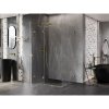Mexen Lunar T, výklopný ľavý sprchový kút 140 x 120 cm, 8mm číre sklo, zlatý profil, 834T-140-120-50-00-L
