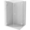 Mexen Lunar, L pravý výklopný päťuholníkový sprchový kút 80 x 100 cm, 8mm číre sklo, biely profil, 831L-080P-100L-20-00-P