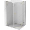 Mexen Lunar, L pravý výklopný päťuholníkový sprchový kút 90 x 100 cm, 8mm číre sklo, zlatý profil, 831L-090P-100L-50-00-P