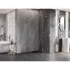 Mexen Lunar, L pravý výklopný päťuholníkový sprchový kút 100x100 cm, 8mm číre sklo, oceľový profil, 831L-100P-100L-97-00-P
