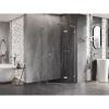 Mexen Lunar, L pravý výklopný päťuholníkový sprchový kút 100x100 cm, 8mm číre sklo, oceľový profil, 831L-100P-100L-97-00-P