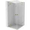 Mexen Lunar, L Duo výklopný sprchový kút 70 x 70 cm, 8mm číre sklo, zlatý profil, 834L-070L-070P-50-00