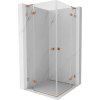 Mexen Lunar, L Duo výklopný sprchový kút 115 x 115 cm, 8mm číre sklo, profil medená matná, 834L-115L-115P-65-00