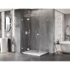 Mexen Lunar T, sklápací sprchový kút ľavý 125 x 70 cm, 8mm číre sklo, biely profil, 834T-125-070-20-00-L