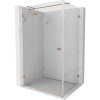 Mexen Lunar T, výklopný ľavý sprchový kút 140 x 120 cm, 8mm číre sklo, profil medená matná, 834T-140-120-65-00-L