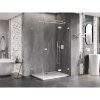 Mexen Lunar T, sklopný pravý sprchový kút 140 x 70 cm, 8mm číre sklo, biely profil, 834T-140-070-20-00-P
