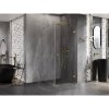 Mexen Lunar-B, pravostranný výklopný sprchový kút 70 x 70 cm, 8mm číre sklo, zlatý profil, 832-070-070-50-00-P