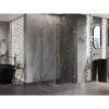 Mexen Lunar-B, pravostranný výklopný sprchový kút 70 x 70 cm, 8mm číre sklo, zlatý profil, 832-070-070-50-00-P