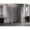 Mexen Lunar-B, pravostranný výklopný sprchový kút 90 x 70 cm, 8mm číre sklo, zlatý profil, 832-090-070-50-00-P