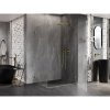 Mexen Lunar-B, pravostranný výklopný sprchový kút 100 x 80 cm, 8mm číre sklo, zlatý kartáčovaný - 832-100-080-55-00-P
