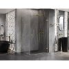 Mexen Lunar-B, pravostranný výklopný sprchový kút 100 x 80 cm, 8mm číre sklo, zlatý kartáčovaný - 832-100-080-55-00-P