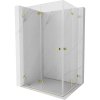 Mexen Lunar-F Duo, skladací sprchový kút 100 x 90 cm, 8mm číre sklo, zlatý profil, 836-100L-090P-50-00