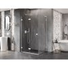 Mexen Lunar-F L, skladací sprchový kút ľavý 100 x 80 cm, 8mm číre sklo, biely profil, 836L-100-080-20-00-L