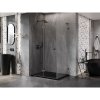 Mexen Lunar-F L, sklápací sprchový kút ľavý 85 x 70 cm, 8mm číre sklo, pištoľovo sivý kartáčovaný - 836L-085-070-66-00-L