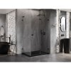 Mexen Lunar-F L, sklápací sprchový kút pravý 90 x 80 cm, 8mm číre sklo, čierny profil, 836L-090-080-70-00-P