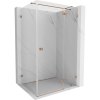Mexen Lunar T, sklopný sprchový kút pravý 135 x 120 cm, 8mm číre sklo, profil medená matná, 834T-135-120-65-00-P