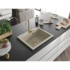 Mexen Elix, 1-korový granitový drez 600 x 500 mm, béžová, zlatý sifón, 6525601005-69-G