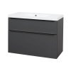 Mereo Mailo, kúpeľňová skrinka s umývadlom z liateho mramoru 101 cm, antracit, čierne madlo, MER-CN532MB