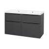 Mereo Mailo, kúpeľňová skrinka s umývadlom z liateho mramoru 121 cm, antracit, čierne madlo, MER-CN533MB