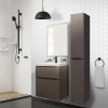Mereo, Mereo Mailo, kúpeľňová skrinka 61 cm, čierne madlo, Multidecor, Betón Chicago tmavosivý, MER-CN590SBBCS2