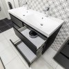 Mereo, Mereo Mailo, kúpeľňová skrinka 61 cm, čierne madlo, Multidecor, Betón Chicago tmavosivý, MER-CN590SBBCS2