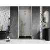 Mexen, Mexen Lunar-F pravé sklápacie sprchové dvere 80 cm, transparentné, brúsené zlaté - 836-080-000-55-00-P