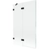 Mexen Lunar, 2-krídlová vaňová zástena ľavá 110 x 150 cm, číre sklo, čierna matná, 897-110-100-70-00-L