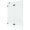 Mexen Lunar, 2-krídlová vaňová zástena ľavá 120 x 150 cm, číre sklo, čierna matná, 897-120-100-70-00-L