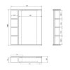 Aqualine, KORIN STRIP zrkadlo s LED osvetlením a poličkami 60x70x12cm, KO370S