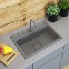 Gamma Quadro 7050, 1-komorový granitový drez 700x500x220 mm, šedá, GMA-ZLE000240