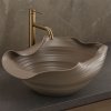 Rea Handmade Art, keramické umývadlo na dosku 500x380x190 mm, hnedá-béžová, REA-U6324