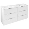 Sapho, CIRASA umývadlová skrinka s dvojitým umývadlom 141x77x46cm, 3x zásuvka, biela lesk, CR141-3030-31