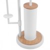Erga Sisu, držiak na toaletný papier so zásobníkom a WC kefou 3v1, biela-hnedá, ERG-YKA-P.SISU-WHT-B