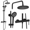 Rea Foss, sprchový set s ručnou a hlavovou sprchou, čierna matná, REA-P5645