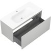 Mexen Orio, kúpeľňová skrinka 100 cm s umývadlom Vela, 1 zásuvka, šedá matná/biela matná, 91A10-10047-1-BF62-W23M01