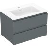 Mexen Orio, kúpeľňová skrinka 70 cm s umývadlom Otis, 2 zásuvky, grafitová matná/biela matná, 91A10-07047-2-BFF66-W18M01